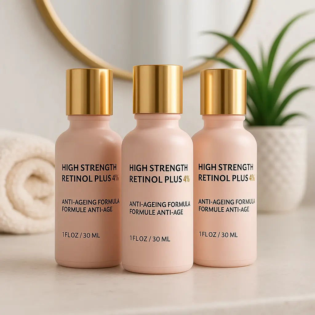 Ammuri High Strength Retinol Serum 4% Plus – Anti-Ageing Formula for Wrinkles, Fine Lines, Dark Spots & Firming – Face Serum with Vitamin Support – 3 Pack (30ml Each)