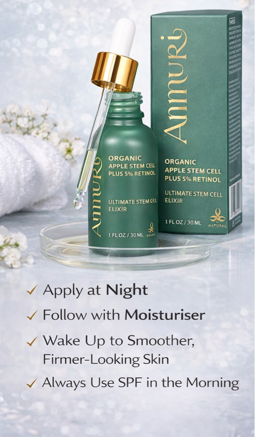 Ammuri Retinol 5% Serum with Apple Stem Cell – High Strength Anti-Aging, Acne & Dark Spot Treatment (30ml)