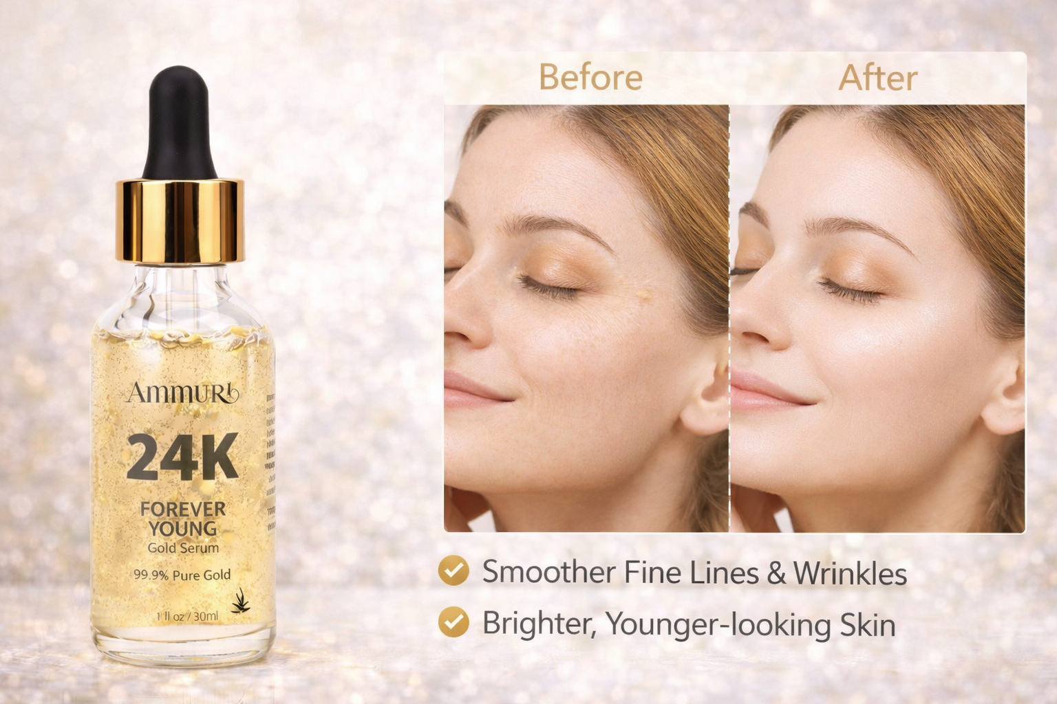 Ammuri 24K Gold Face Serum – Radiance & Anti-Aging Boost